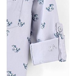 Pine Kids Full Sleeves Horse Print Shirt With Soft Hand Feel Cotton- Blue