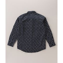 Pine Kids Cotton Full Sleeves Shirt With Sleeve Turn Up Floral Print - Navy Blue