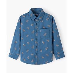 Pine Kids Full Sleeves Shirts Lion Print - Navy Blue