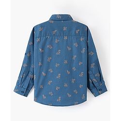 Pine Kids Full Sleeves Shirts Lion Print - Navy Blue