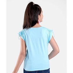 Pine Kids 100% Cotton Biowashed Short Sleeves T-Shirt Floral Dolphin Print- Blue