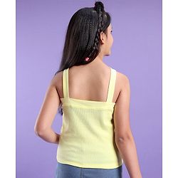 Pine Kids 100% Cotton Sleeveless Stretchable Strap Solid Bio Washed Top - Light Yellow