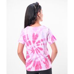 Pine Kids 100% Cotton Biowashed Half Sleeves T-Shirt Tie Dye Print - Pink