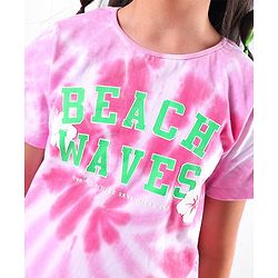 Pine Kids 100% Cotton Biowashed Half Sleeves T-Shirt Tie Dye Print - Pink