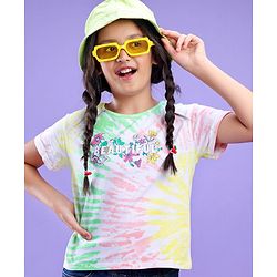 Pine Kids 100% Cotton Half Sleeves Bio Washed Tie & Dye T Shirt - White