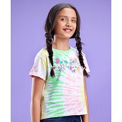 Pine Kids 100% Cotton Half Sleeves Bio Washed Tie & Dye T Shirt - White