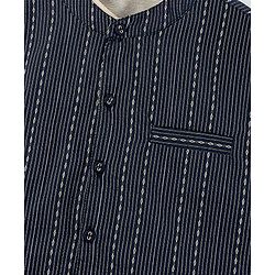 Pine Kids Full Sleeves Kurta Pyjama Set with Bandi Woven Stripes Design - Off White