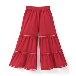 Pine Kids Three Fourth Sleeves Flower Print Layered Kurti & Churidar Salwar Set - Red