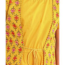 Pine Kids Viscose Half Sleeves Floral Printed Kurta & Salwar Set with Dupatta - Yellow