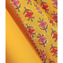 Pine Kids Viscose Half Sleeves Floral Printed Kurta & Salwar Set with Dupatta - Yellow