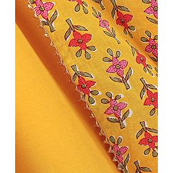 Pine Kids Viscose Half Sleeves Floral Printed Kurta & Salwar Set with Dupatta - Yellow