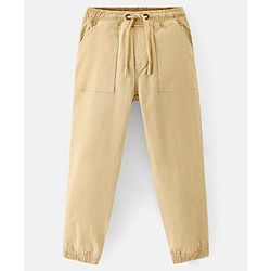 Pine Kids Cotton Elastane Jogger With Soft Handfeel And Solid Colour - Beige