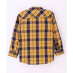 Pine Kids Full Sleeve Turn Up Single Pocket Checks Shirt - Yellow