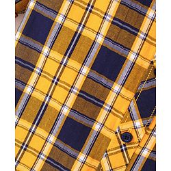 Pine Kids Full Sleeve Turn Up Single Pocket Checks Shirt - Yellow