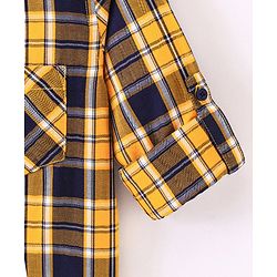 Pine Kids Full Sleeve Turn Up Single Pocket Checks Shirt - Yellow