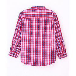Pine Kids Full Sleeve Turn Up Single Pocket Checks Shirt - Red