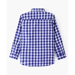 Pine Kids Cotton Full Sleeves Checks Shirt With Sleeve Turn Up - Blue