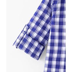 Pine Kids Cotton Full Sleeves Checks Shirt With Sleeve Turn Up - Blue