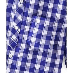 Pine Kids Cotton Full Sleeves Checks Shirt With Sleeve Turn Up - Blue
