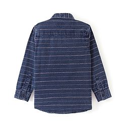 Pine Kids Denim Cotton Soft Hand Feel Full Sleeves Striped Shirt - Blue