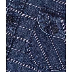 Pine Kids Denim Cotton Soft Hand Feel Full Sleeves Striped Shirt - Blue