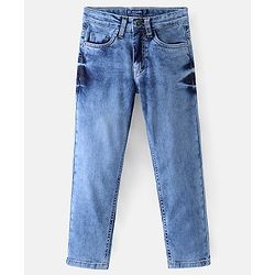 Pine Kids Cotton Spandex Full Length Washed Denim Jeans - Mid Blue