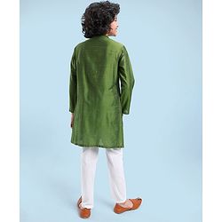 Pine Kids Full Sleeves Pintuck Kurta Pyjama Set Striped Design - Green