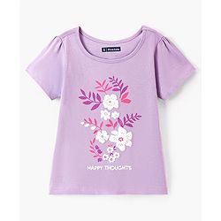 Pine Kids 100% Cotton Half Sleeves T-Shirt Floral Print - Purple
