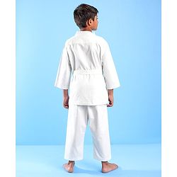 Pine Active Cotton Full Sleeves Solid Colour Karate Dress - White
