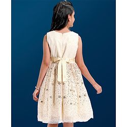 Pine Kids Sleeveless Sequined Knee Length Party Wear Dress- Grey