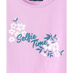 Pine Kids 100% Cotton Half Sleeves Bio Washed T-Shirt Floral Print - Pink