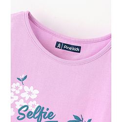 Pine Kids 100% Cotton Half Sleeves Bio Washed T-Shirt Floral Print - Pink