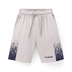 Pine Kids Cotton Knit Knee Length Short Cyborg Print - Dawn Blue