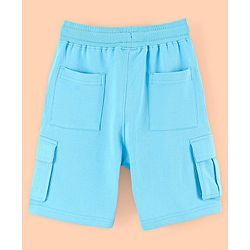 Pine Kids Cotton Knit Knee Length Solid Short - Turquoise Blue