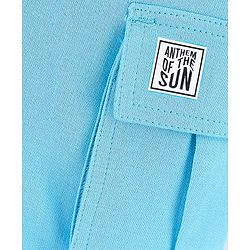 Pine Kids Cotton Knit Knee Length Solid Short - Turquoise Blue