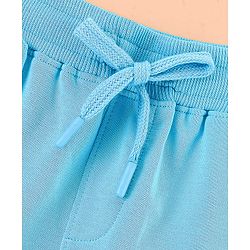 Pine Kids Cotton Knit Knee Length Solid Short - Turquoise Blue