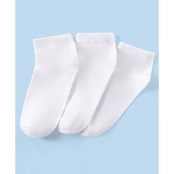 Pine Kids Ankle Length Anti Microbial Bio Washed Socks Pack Of 3 - White