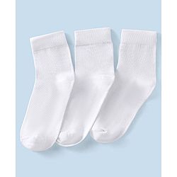 Pine Kids Solid Ankle Length Socks Pack of 3 - Snow White