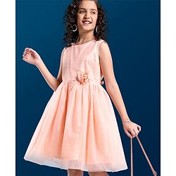 Pine Kids Woven Sleeveless Party Dress Bow Applique - Pink
