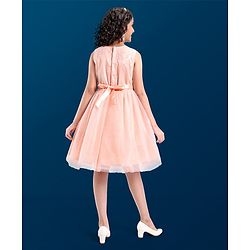 Pine Kids Woven Sleeveless Party Dress Bow Applique - Pink