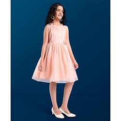 Pine Kids Woven Sleeveless Party Dress Bow Applique - Pink