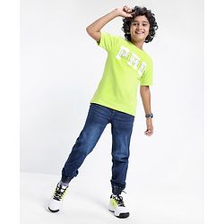 Pine Kids 100% Cotton Bio Washed Half Sleeves T-shirt Pro Gamer Print - Lime Green