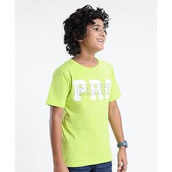 Pine Kids 100% Cotton Bio Washed Half Sleeves T-shirt Pro Gamer Print - Lime Green