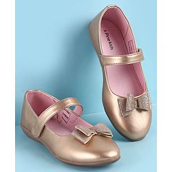 Pine Kids Bellies With Bow Applique & Velcro Closure- Pink