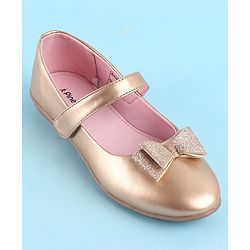 Pine Kids Bellies With Bow Applique & Velcro Closure- Pink
