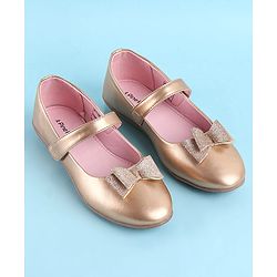 Pine Kids Bellies With Bow Applique & Velcro Closure- Pink