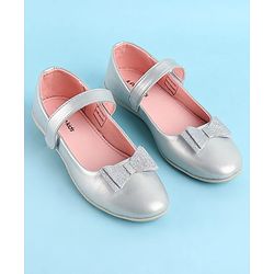 Pine Kids Bellies With Bow Applique & Velcro Closure - Silver