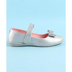 Pine Kids Bellies With Bow Applique & Velcro Closure - Silver