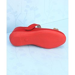 Pine Kids Bellies With Velcro Closure & Floral Applique - Red