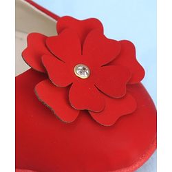 Pine Kids Bellies With Velcro Closure & Floral Applique - Red